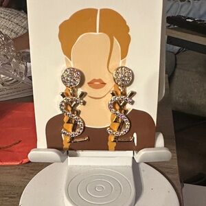 Gold and Silver Crystal Drop Earrings